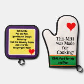 Mitt hergestellt für das Kochen von grünem Orange Ofenhandschuh & Topflappen-Set (Vorderseite)