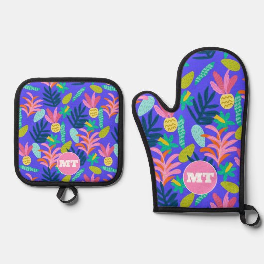 Mitt mit blorblauem Ofen, kundenspezifisch Ofenhandschuh & Topflappen-Set (Vorderseite)