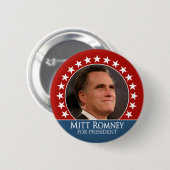 Mitt Romney 2012 - Foto pinback with stars - rot Button (Vorne & Hinten)