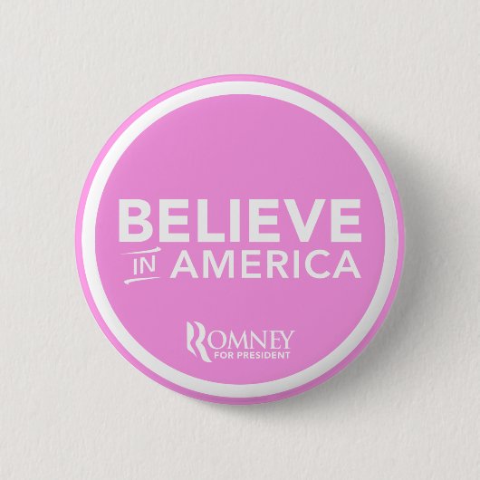 Mitt Romney glauben an Amerika 2012 (hellrosa) Button (Vorderseite)
