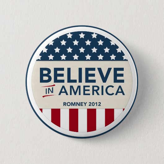 Mitt Romney glauben an Amerika-Flagge 2012 Button (Vorderseite)