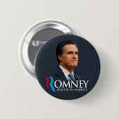 Mitt Romney glauben an dunkelblaues Button (Vorne & Hinten)