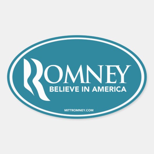 Mitt Romney glaubt an Amerika (Blue Oval Sticker) Ovaler Aufkleber (Vorderseite)