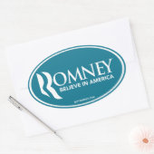 Mitt Romney glaubt an Amerika (Blue Oval Sticker) Ovaler Aufkleber (Umschlag)