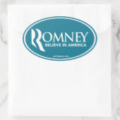Mitt Romney glaubt an Amerika (Blue Oval Sticker) Ovaler Aufkleber (Tasche)