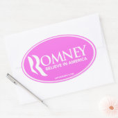 Mitt Romney glaubt an Amerika (rosa Oval Sticker) Ovaler Aufkleber (Umschlag)