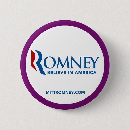 Mitt Romney Logo glauben an lila Grenze Amerikas Button (Vorderseite)