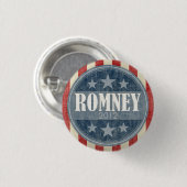Mitt Romney - Vintage US Flagge Button (Vorne & Hinten)