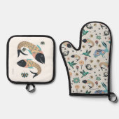 Mitt- und Fischtopfhalter Ofenhandschuh & Topflappen-Set (Vorderseite)