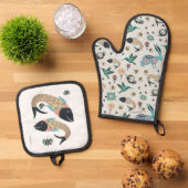 Mitt- und Fischtopfhalter Ofenhandschuh & Topflappen-Set (Oben Unten)