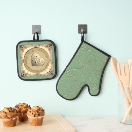 Mitt und Pot Holders zum 30./12. Pearl Anniversary Ofenhandschuh & Topflappen-Set