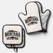 Mitt- und Poterhalter aus Montana Ofenhandschuh & Topflappen-Set (Vorderseite/Rückseite)