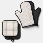 Mitt- und Potthalter aus Gemustertem Ofen, schwarz Ofenhandschuh & Topflappen-Set (Vorderseite/Rückseite)