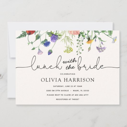 Mittag mit der Brautdusche Wildblume Einladung (Vorderseite)