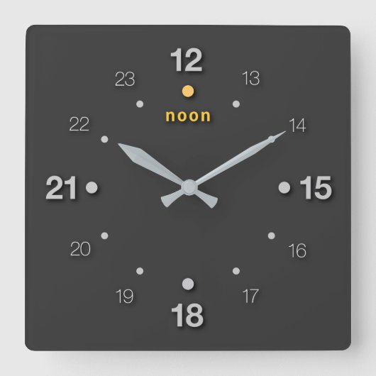 Mittag Quadratische Wanduhr (Vorderseite)