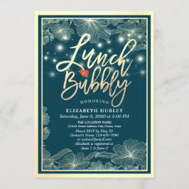 Mittag- und Brautparty Blu Gold Floral Light Einladung