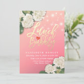 Mittag- und Brautparty-Blume mit String Lights Einladung (Stehend Vorderseite)