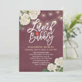 Mittag- und Brautparty-Blume mit String Lights Einladung (Stehend Vorderseite)