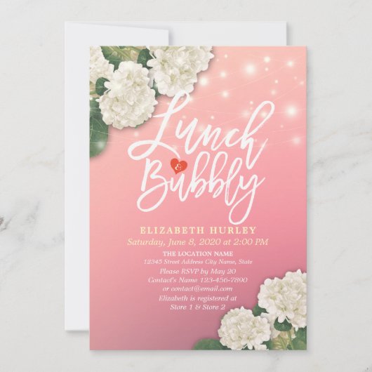 Mittag- und Brautparty-Blume mit String Lights Einladung (Vorderseite)