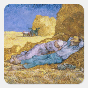 Mittag Vincent van Goghs , der Siesta, nach Hirse Quadratischer Aufkleber