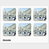 Mittagessen am Marktplatz Quadratischer Aufkleber (Blatt)