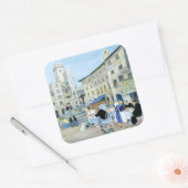 Mittagessen am Marktplatz Quadratischer Aufkleber (Umschlag)