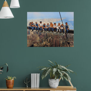 Mittagessen am Wolkenkratzer Neugeordnet 1932 Poster