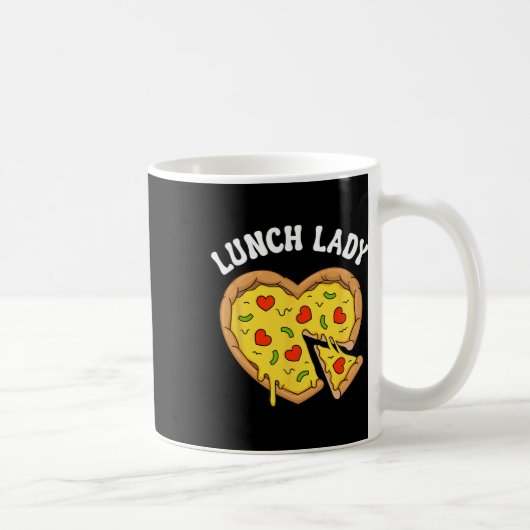 Mittagessen-Dame Pizza Herz Schulcafeteria-Mitarbe Kaffeetasse (Rechts)