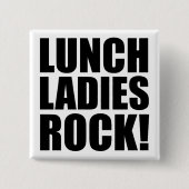 Mittagessen-Damen-Felsen Button (Vorderseite)