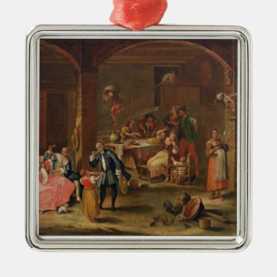 Mittagessen im Land (Öl auf Leinwand) Silbernes Ornament