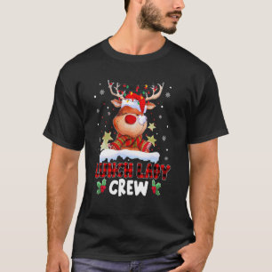 Mittagessen Lady Crew Rentier Karierte Weihnachtsm T-Shirt