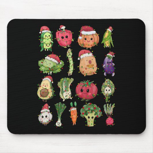 Mittagessen Lady Gemüse Lebensmittel Weihnachtsbau Mousepad (Vorne)