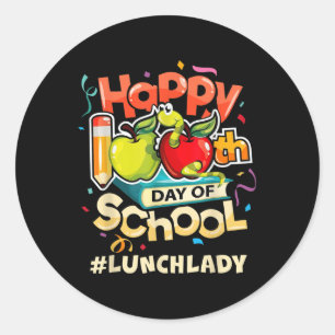 Mittagessen Lady Happy 100. Tag der Schule Runder Aufkleber