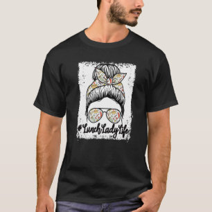 Mittagessen Lady Messy Hair Frau Bun Mittagessen L T-Shirt
