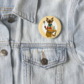 Mittagessen-Lady serviert Essen für Katzenliebhabe Button (Beispiel)