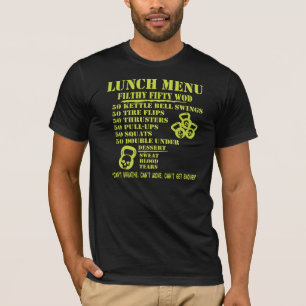 Mittagessen-Menü für die schmutzigen fünfzig WO T-Shirt