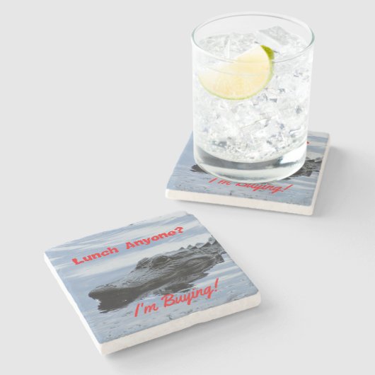 Mittagessen mit Alligator Stone Untersetzer (Seitenansicht)