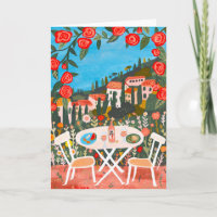 Mittagessen mit Aussicht Landschaft Gouache Malere