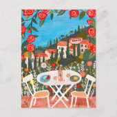 Mittagessen mit Aussicht Landschaft Gouache Malere Postkarte (Vorderseite)