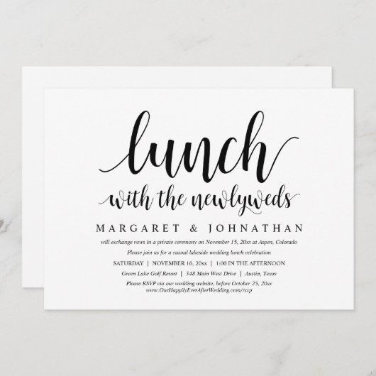 Mittagessen mit den Neuvermählten, Hochzeitsfeiern Einladung (Vorne/Hinten)