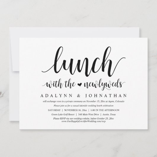 Mittagessen mit den Neuvermählten, Hochzeitsfeiern Einladung (Vorderseite)