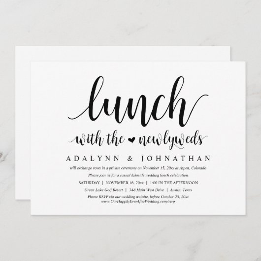 Mittagessen mit den Neuvermählten, Hochzeitsfeiern Einladung (Vorne/Hinten)