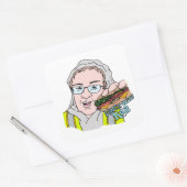 Mittagessen mit Rob! Quadratischer Aufkleber (Umschlag)