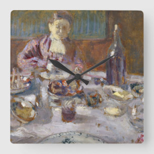 Mittagessen Quadratische Wanduhr