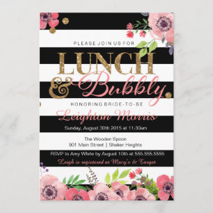 Mittagessen-u. sprudelnder Glitzer-Schwarz-weißes Einladung