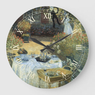 Mittagessen von Claude Monet, Vintage Impressionis Große Wanduhr
