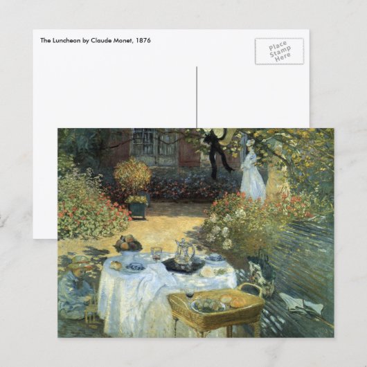 Mittagessen von Claude Monet, Vintager Impressioni Postkarte (Vorne/Hinten)