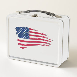 Mittags-Box mit amerikanischer Flagge Metall Brotdose