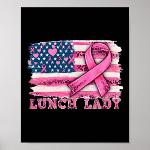 Mittags Lady American Flag rosa Ribbon Brustkrebs Poster