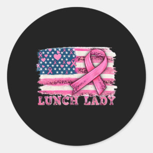 Mittags Lady American Flag rosa Ribbon Brustkrebs Runder Aufkleber